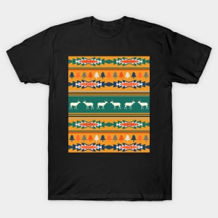 Christmas pattern with deer and tribal elements T-Shirt